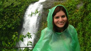 Marie Francis in front of an Ecuadorian Waterfall